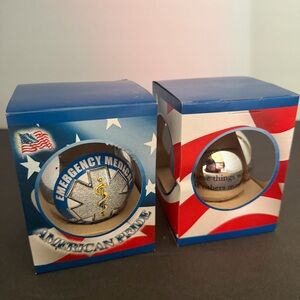 American Pride Emergency Medical Christmas Ornament Set of 2 USA